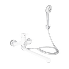 Lidz Змішувач для ванни Latwa 005 з поворотним виливом (з душовим гарнітуром) (k35) LDLAT005WHI45425 White