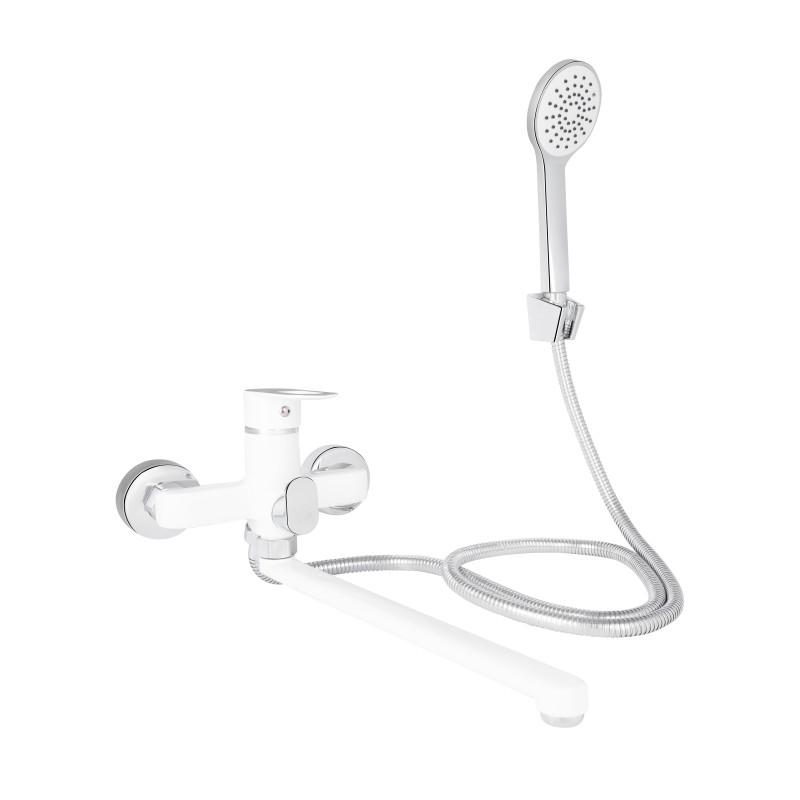 Lidz Змішувач для ванни Latwa 005 з поворотним виливом (з душовим гарнітуром) (k35) LDLAT005WHI45425 White