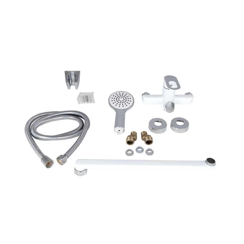 Lidz Змішувач для ванни Latwa 005 з поворотним виливом (з душовим гарнітуром) (k35) LDLAT005WHI45425 White