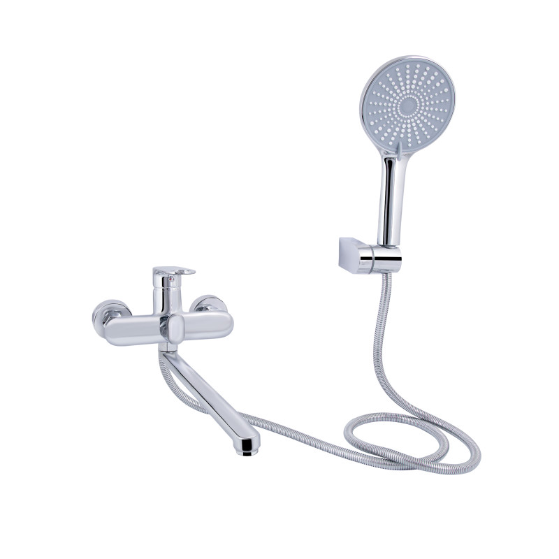 Qtap Змішувач для ванни Jay з довгим поворотним виливом (з душовим гарнітуром) QTJAY2601CRM45540 Chrome