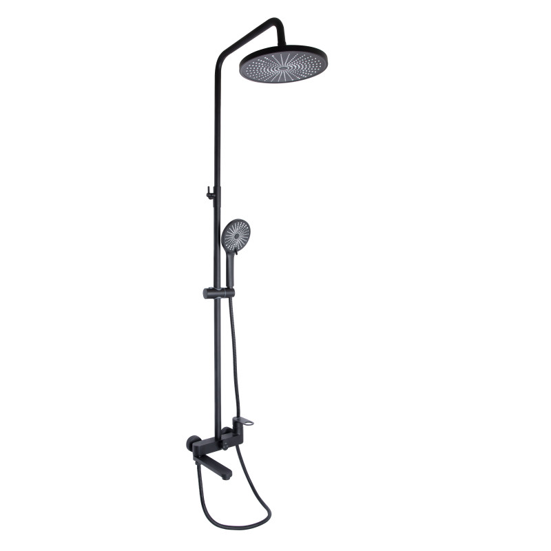 Qtap Душова система універсальна Jay на три споживача (з виливом) QTJAY111BLM45549 Black Matt