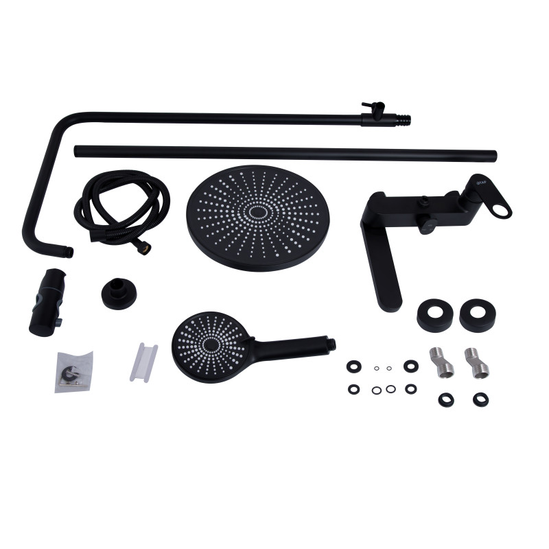 Qtap Душова система універсальна Jay на три споживача (з виливом) QTJAY111BLM45549 Black Matt