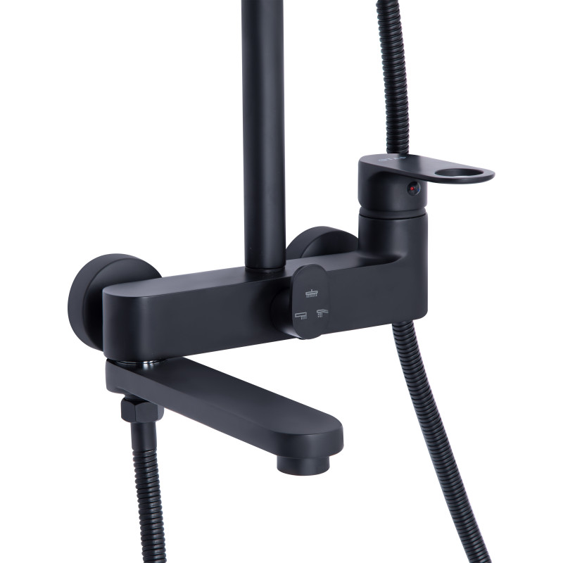Qtap Душова система універсальна Jay на три споживача (з виливом) QTJAY111BLM45549 Black Matt