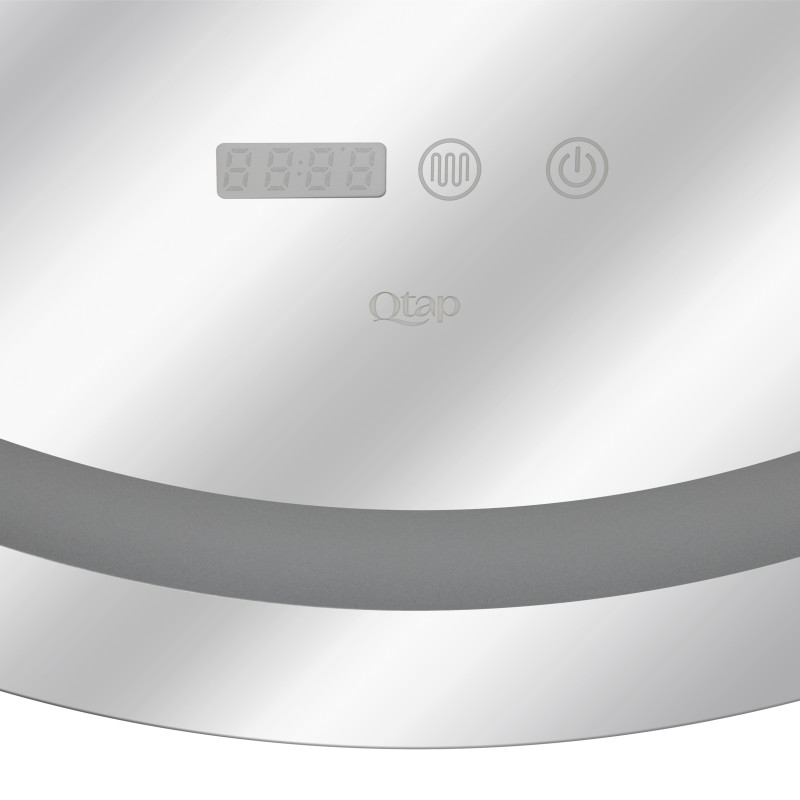 Qtap Дзеркало Mideya R800 з LED-підсвічуванням Touch, з антизапотіванням, з годинником, димером, рег. яскравості QT2078NCR8080W