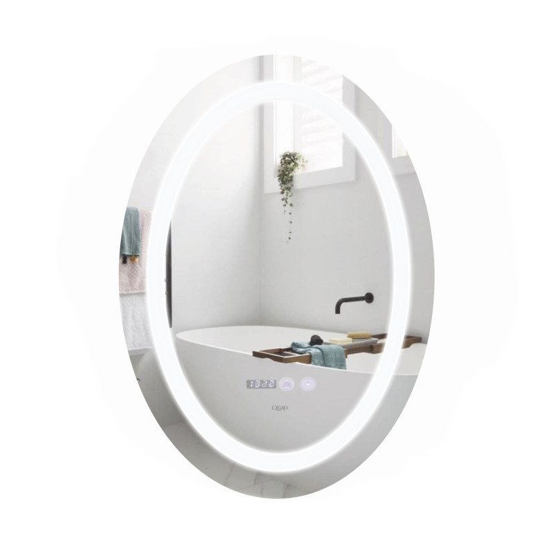 Qtap Дзеркало Mideya 500х700 з LED-підсвічуванням Touch, з антизапотіванням, з годинником, димером, рег. яскравості QT2078NCR5070W