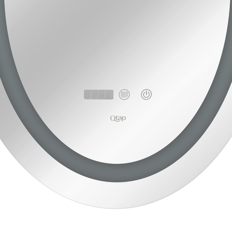 Qtap Дзеркало Mideya 500х700 з LED-підсвічуванням Touch, з антизапотіванням, з годинником, димером, рег. яскравості QT2078NCR5070W