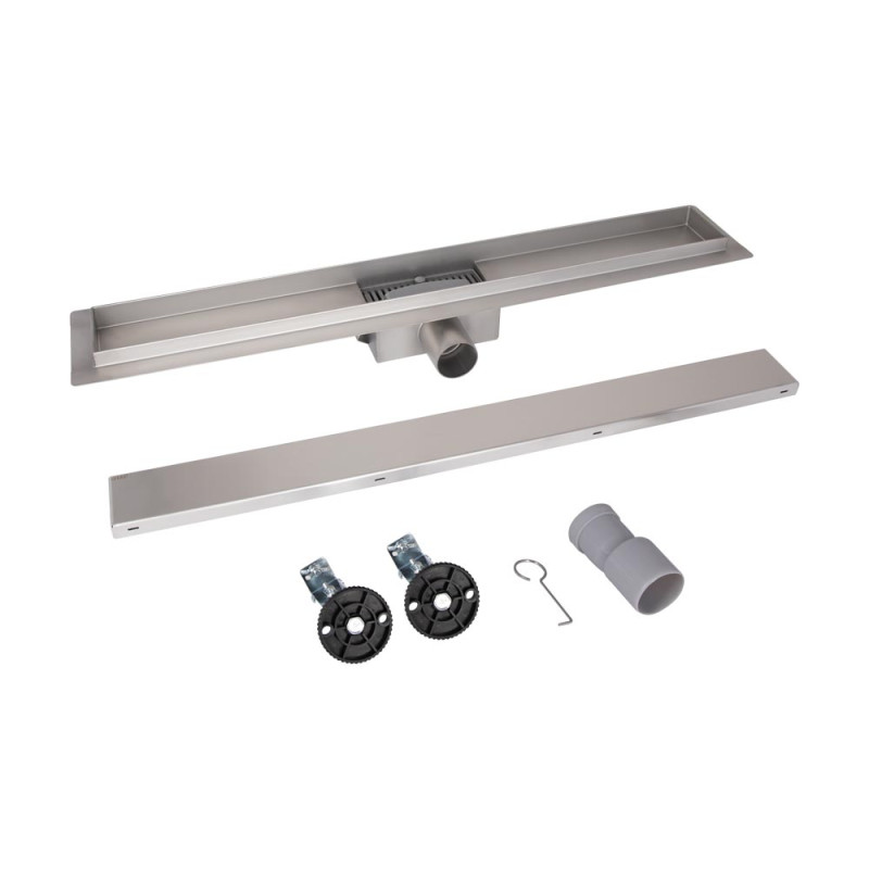 Qtap Трап із нержавіючої сталі Taurus Tile700 лінійний із сухим затвором під плитку