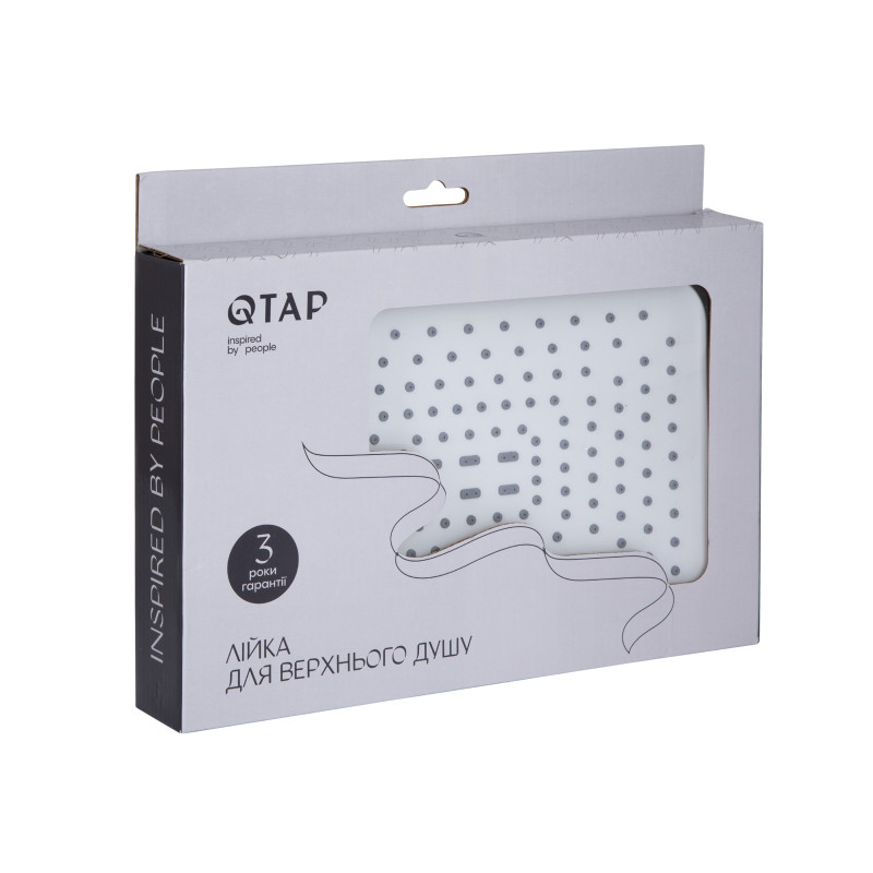 Qtap Лійка для верхнього душу Hlavova 260x180 мм прямокутна QTHLA107CRM45785 Chrome/White