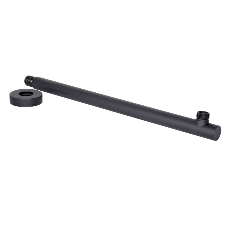 Qtap Кронштейн для верхнього душу Trubice 400 мм округлий QTTRU120BLM45927 Black Matt