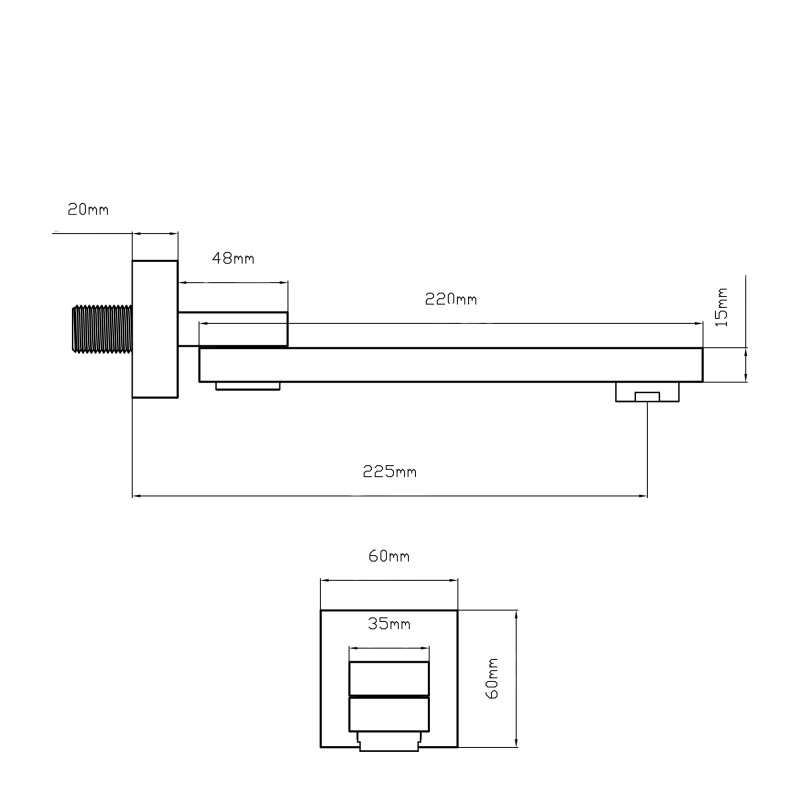 Qtap Вилив для систем прихованого монтажу Vytok 200 мм прямокутний QTVYT246CRM45936 Chrome