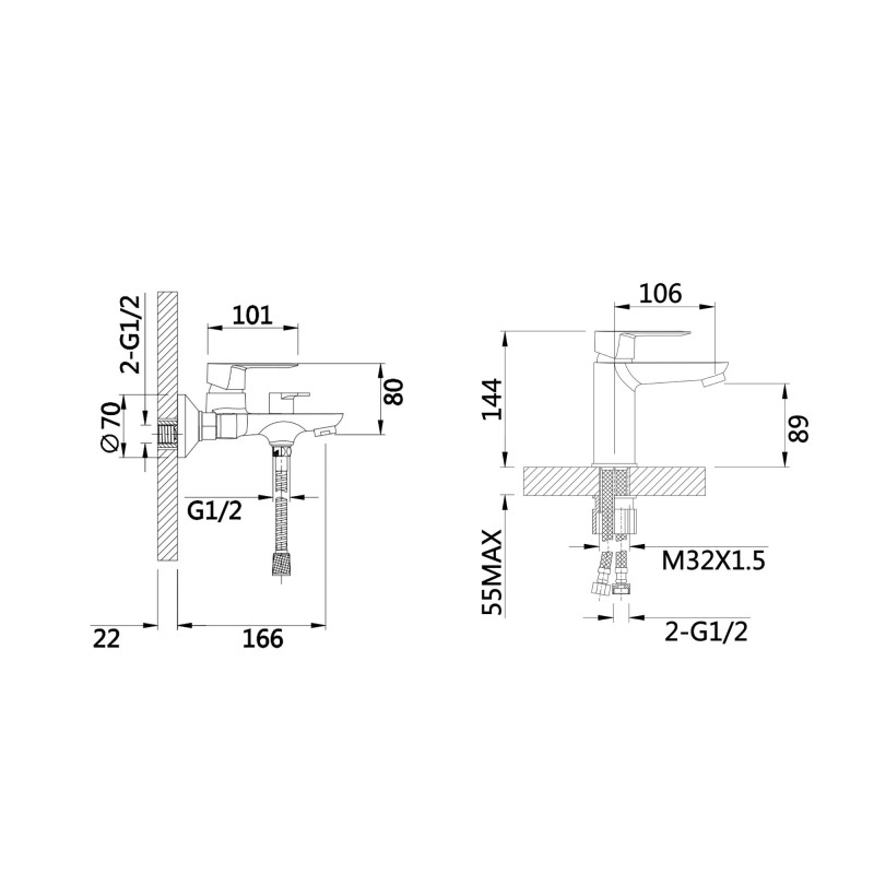 Lidz Набір змішувачів Latwa 001 + Latwa 006 White