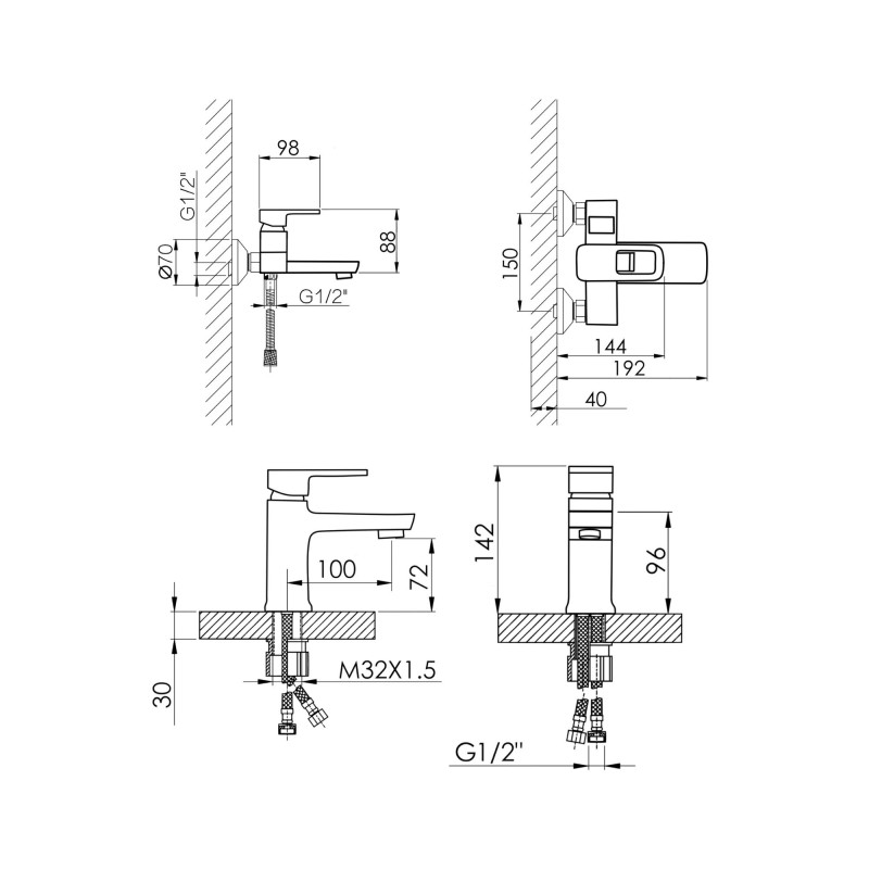 Lidz Набір змішувачів Wawel 001 + Wawel 006 Chrome