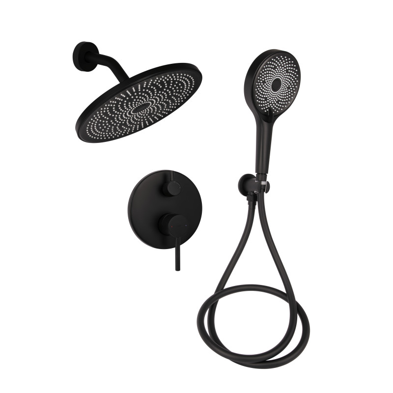Qtap Душова система універсальна Scorpio прихованого монтажу на два споживача QTSCO113BLM45897 Black Matt