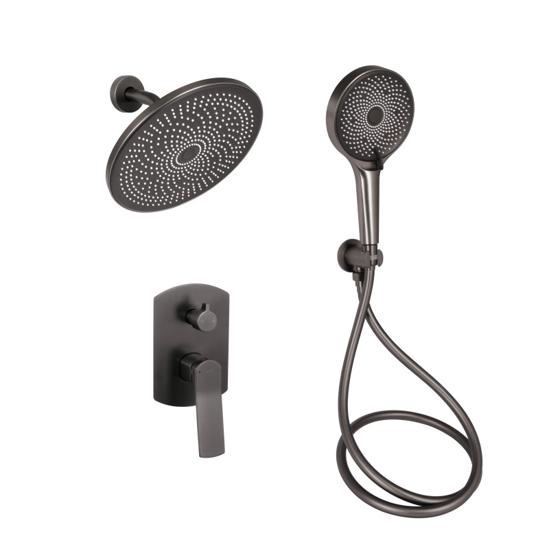 Qtap Душова система універсальна Slavonice прихованого монтажу на два споживача QTSLA113GMB45899 Gunmetal Black PVD