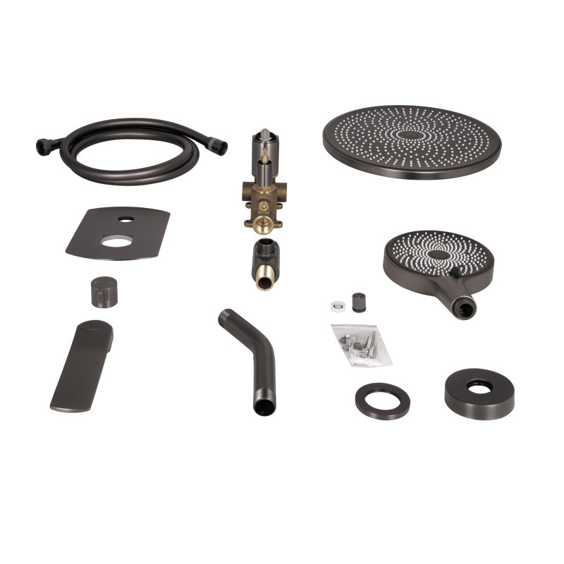 Qtap Душова система універсальна Slavonice прихованого монтажу на два споживача QTSLA113GMB45899 Gunmetal Black PVD