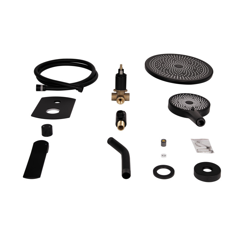 Qtap Душова система універсальна Slavonice прихованого монтажу на два споживача QTSLA113BLM45900 Black Matt