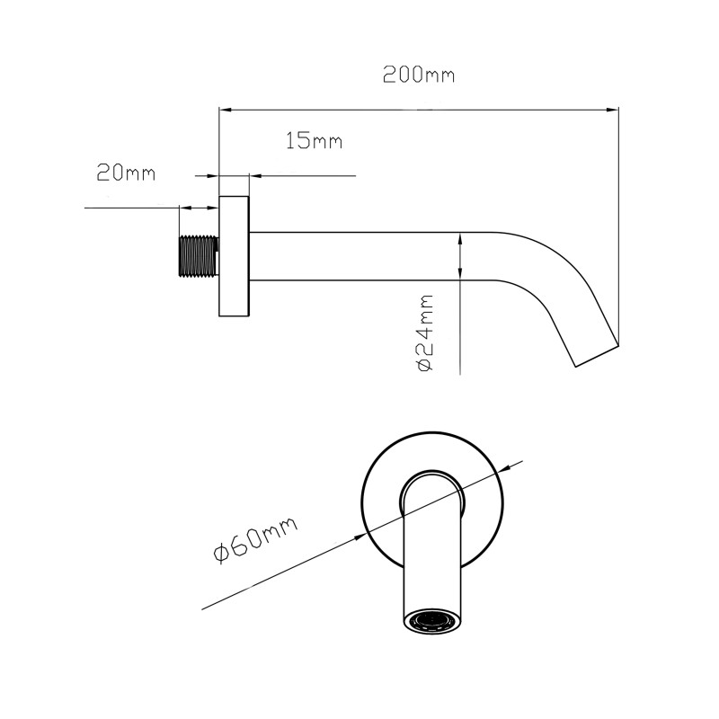 Qtap Вилив для систем прихованого монтажу Vytok 200 мм округлий QTVYT246BLM45931 Black Matt