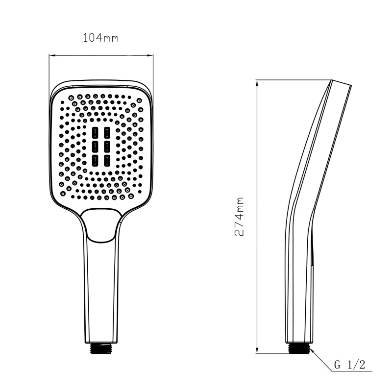 Qtap Лійка для ручного душу Rucni 140x110 мм прямокутна QTRUC125CRM45954 Chrome
