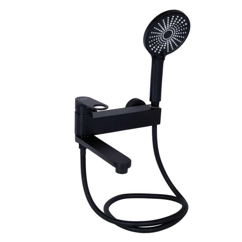 Qtap Змішувач для ванни Jay з поворотним виливом (з душовим гарнітуром) QTJAY260BLM45548 Black Matt