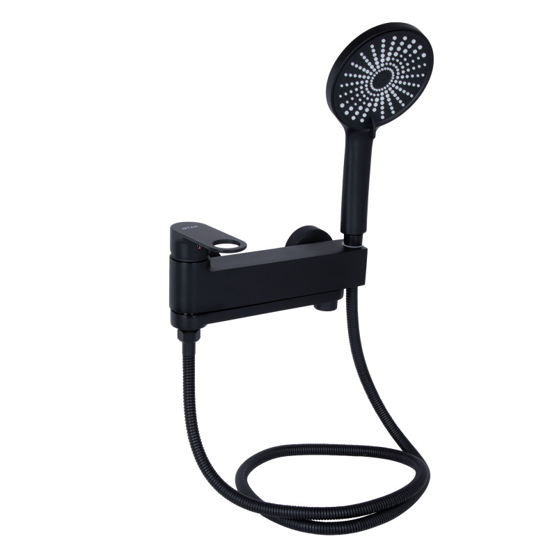 Qtap Змішувач для ванни Jay з поворотним виливом (з душовим гарнітуром) QTJAY260BLM45548 Black Matt