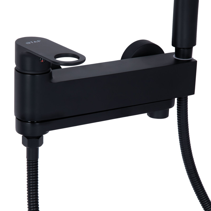 Qtap Змішувач для ванни Jay з поворотним виливом (з душовим гарнітуром) QTJAY260BLM45548 Black Matt