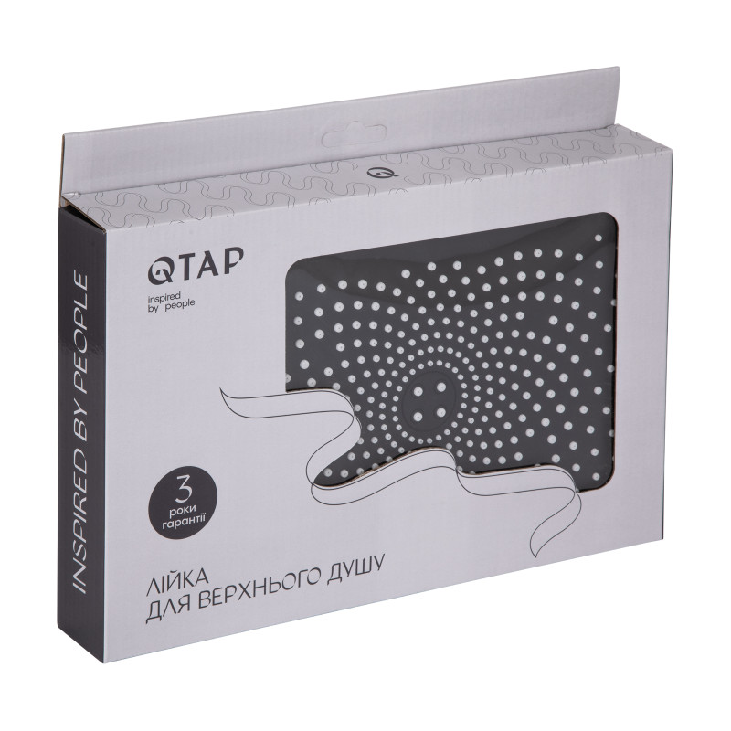 Qtap Лійка для верхнього душу Hlavova 260x180 мм прямокутна QTHLA107CRM45784 Chrome/Black