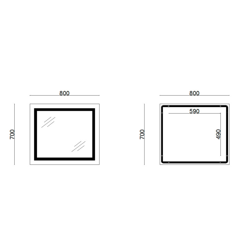 Lidz Дзеркало Kubis 700х800 з LED-підсвічуванням Touch, з антизапотіванням, з димером, рег. яскравості Reverse LD78LF9048070
