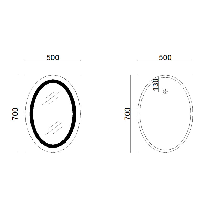 Lidz Дзеркало Vida 700х500 з LED-підсвічуванням Touch, з антизапотіванням, з димером, рег. яскравості LD78LF5070