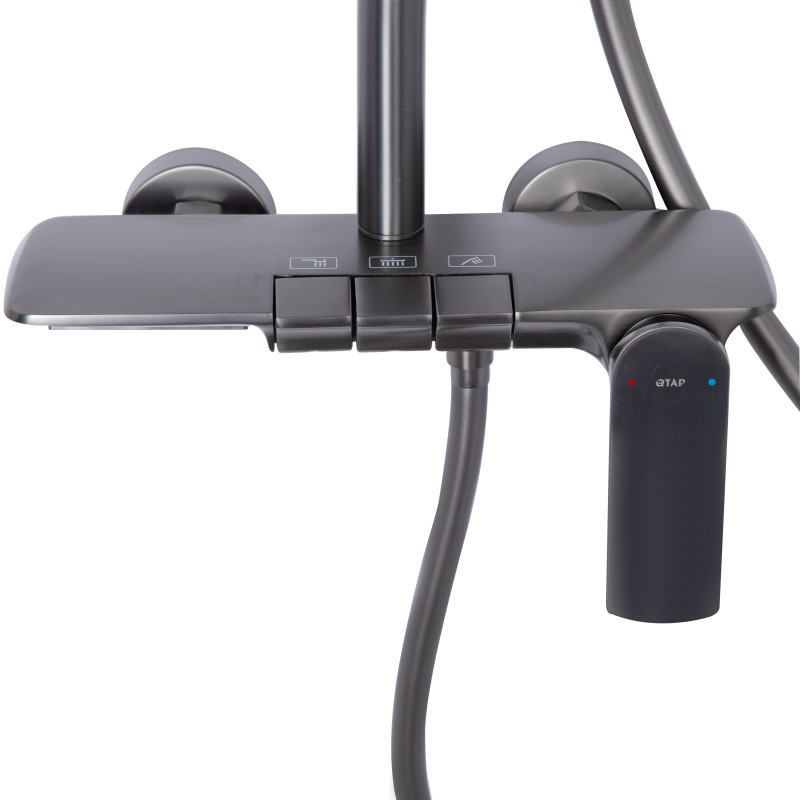 Qtap Душова система універсальна Slavonice на три споживача (з виливом) QTSLA111GMB45905 Gunmetal Black PVD