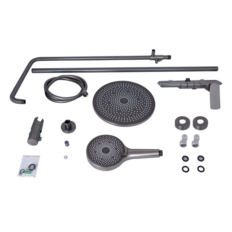 Qtap Душова система універсальна Slavonice на три споживача (з виливом) QTSLA111GMB45905 Gunmetal Black PVD