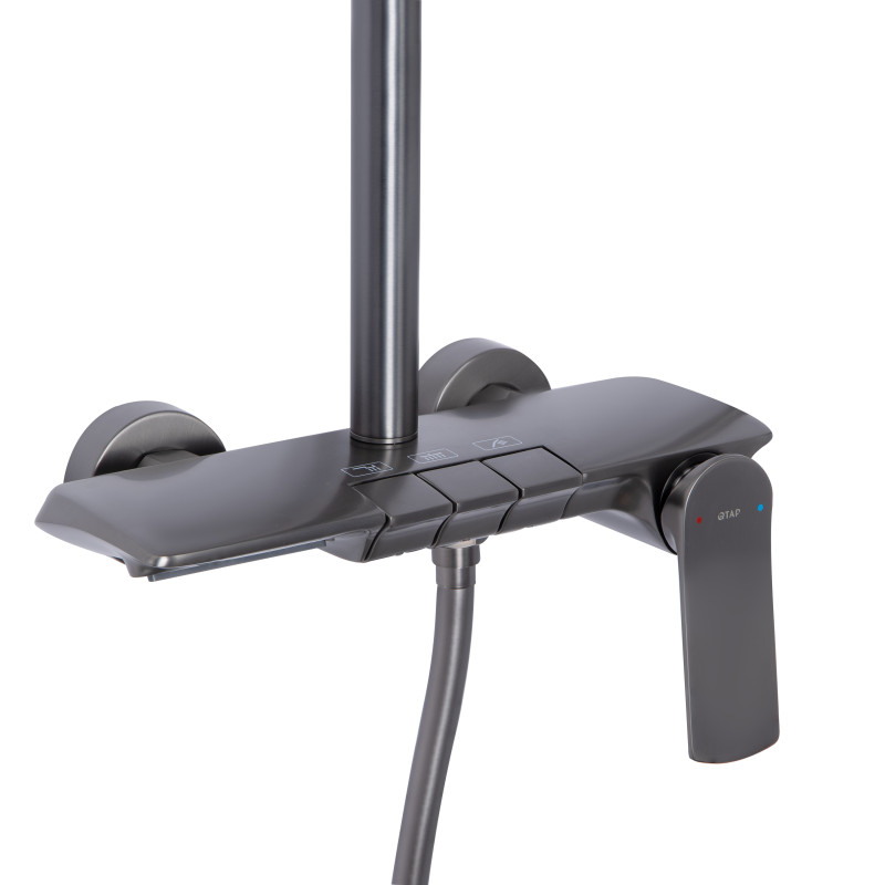 Qtap Душова система універсальна Slavonice на три споживача (з виливом) QTSLA111GMB45905 Gunmetal Black PVD