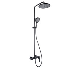 Qtap Душова система універсальна Slavonice на три споживача (з виливом) QTSLA111BLM45906 Black Matt