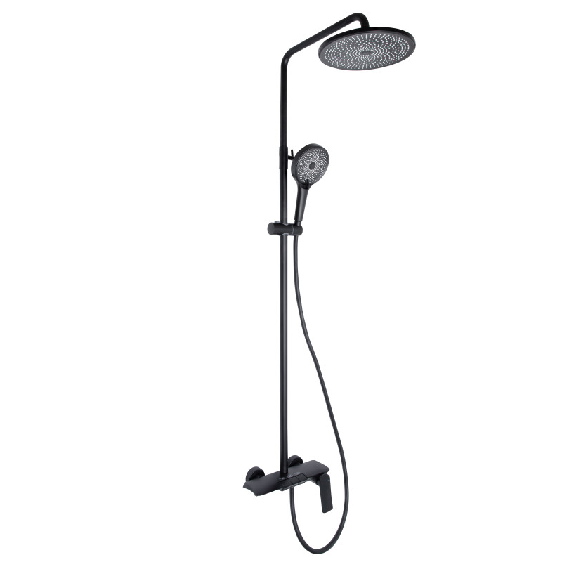 Qtap Душова система універсальна Slavonice на три споживача (з виливом) QTSLA111BLM45906 Black Matt