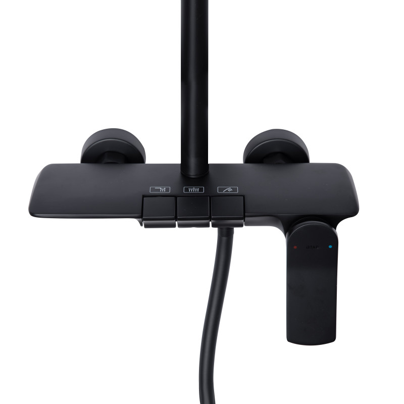 Qtap Душова система універсальна Slavonice на три споживача (з виливом) QTSLA111BLM45906 Black Matt