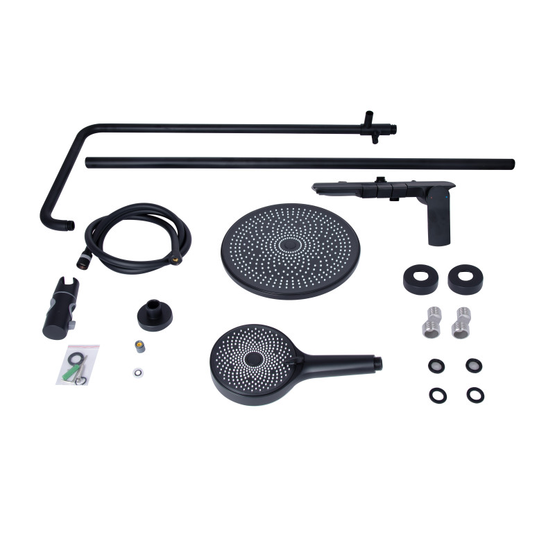 Qtap Душова система універсальна Slavonice на три споживача (з виливом) QTSLA111BLM45906 Black Matt