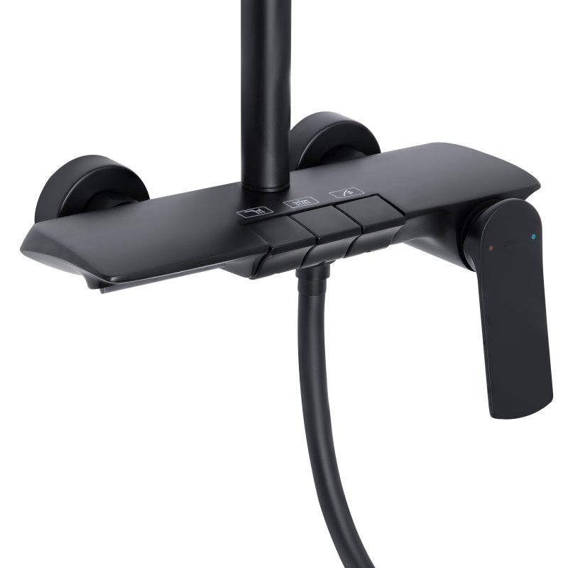 Qtap Душова система універсальна Slavonice на три споживача (з виливом) QTSLA111BLM45906 Black Matt