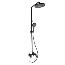 Qtap Душова система універсальна Slavonice на три споживача (з виливом) QTSLA111BLM45911 Black Matt