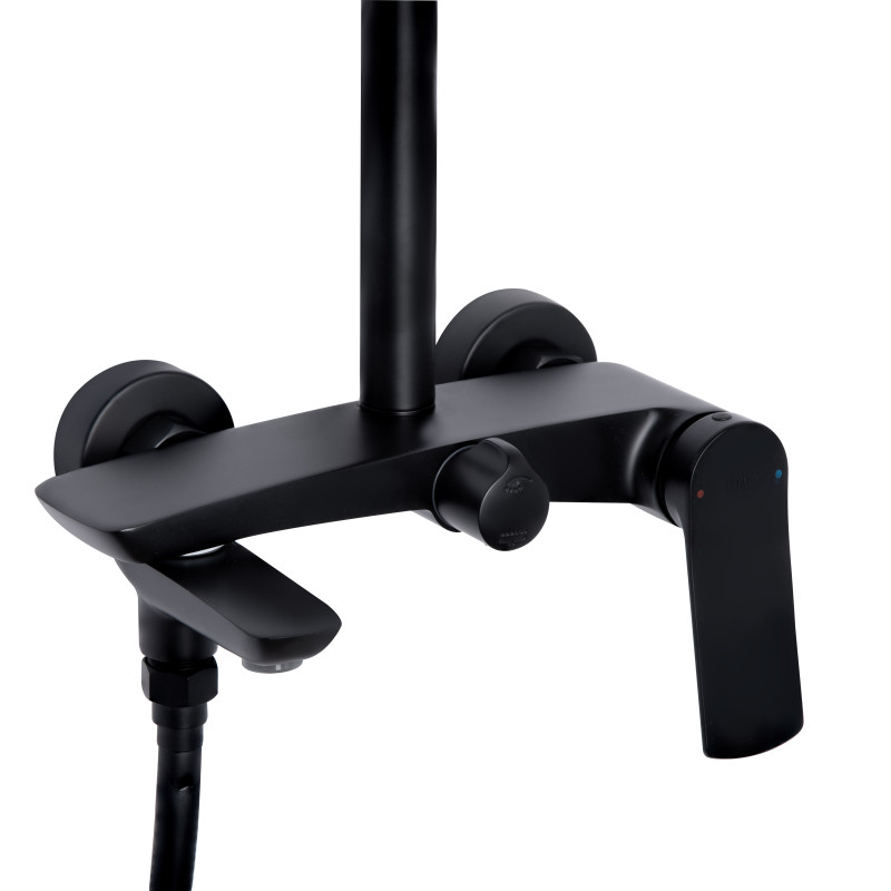 Qtap Душова система універсальна Slavonice на три споживача (з виливом) QTSLA111BLM45911 Black Matt