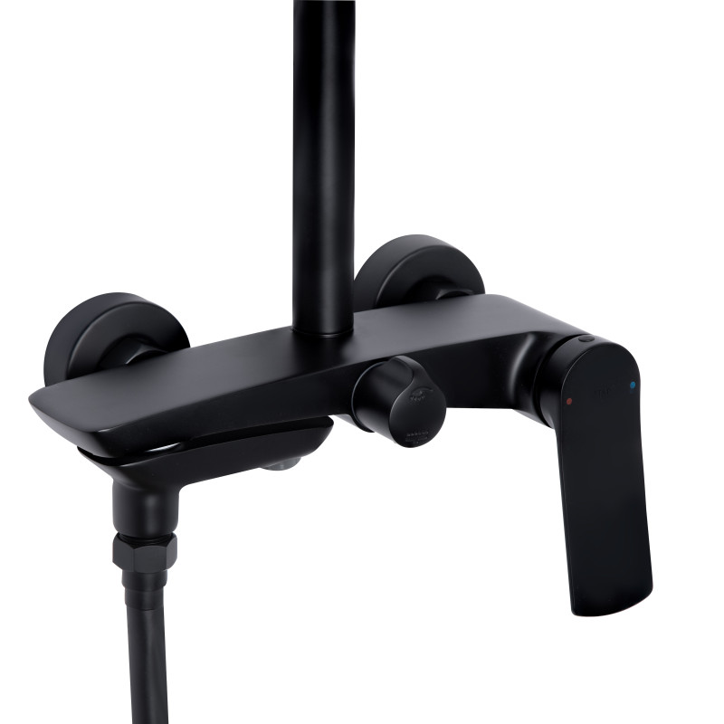 Qtap Душова система універсальна Slavonice на три споживача (з виливом) QTSLA111BLM45911 Black Matt