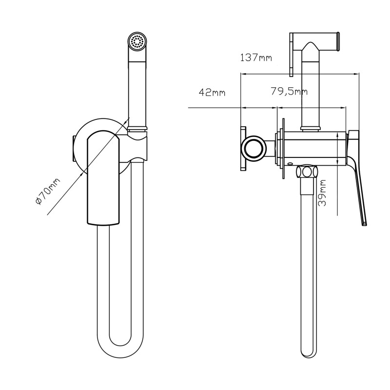 Qtap Набор для гігієнічного душу Slavonice округлий QTSLA262GMB45916 Gunmetal Black PVD