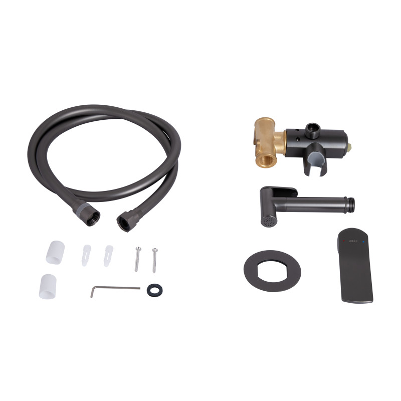 Qtap Набор для гігієнічного душу Slavonice округлий QTSLA262GMB45916 Gunmetal Black PVD