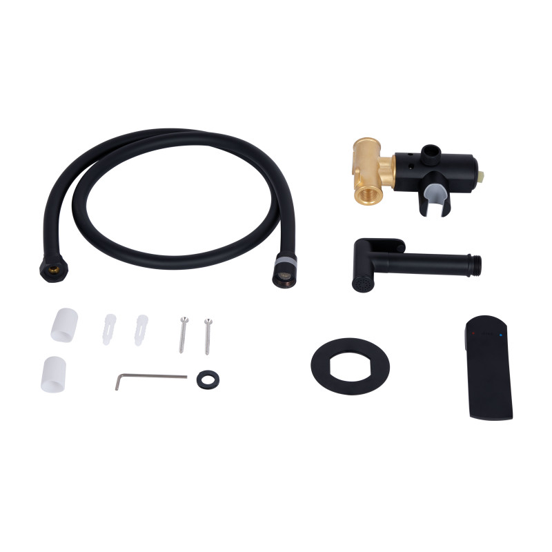 Qtap Набор для гігієнічного душу Slavonice округлий QTSLA262BLM45917 Black Matt