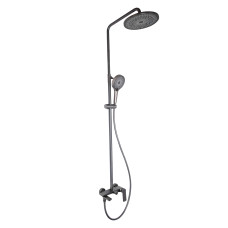 Qtap Душова система універсальна Slavonice на три споживача (з виливом) QTSLA111GMB45910 Gunmetal Black PVD