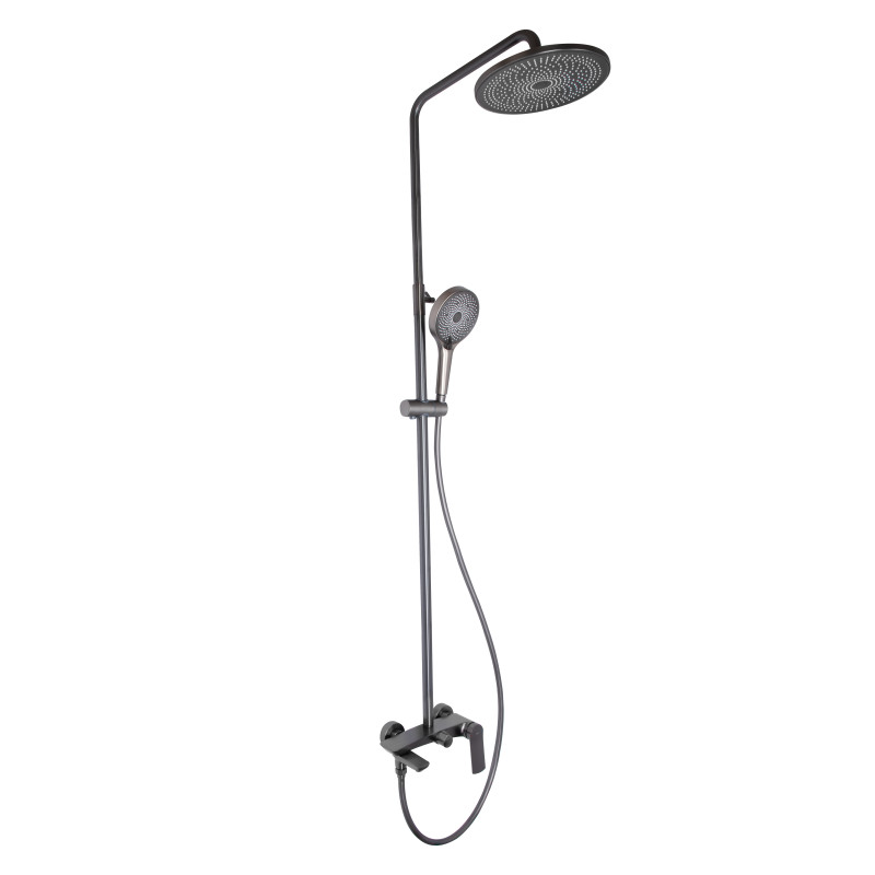 Qtap Душова система універсальна Slavonice на три споживача (з виливом) QTSLA111GMB45910 Gunmetal Black PVD