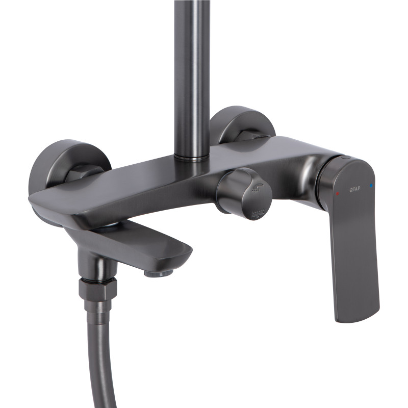 Qtap Душова система універсальна Slavonice на три споживача (з виливом) QTSLA111GMB45910 Gunmetal Black PVD