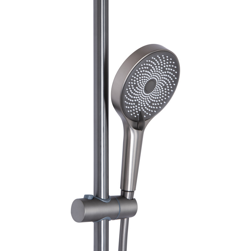 Qtap Душова система універсальна Slavonice на три споживача (з виливом) QTSLA111GMB45910 Gunmetal Black PVD