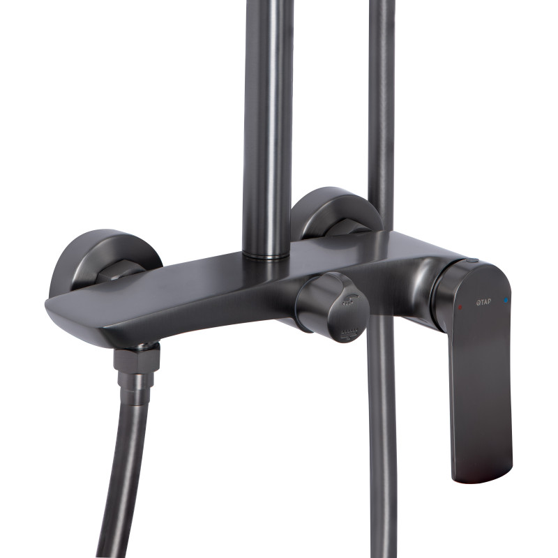 Qtap Душова система для душу Slavonice на два споживача QTSLA110GMB45913 Gunmetal Black PVD