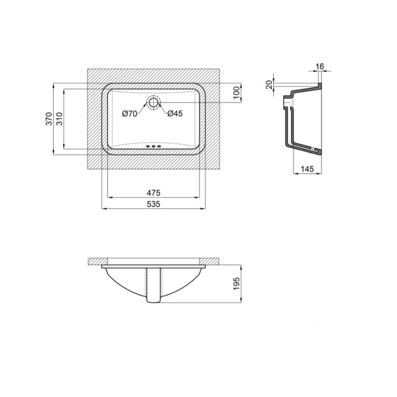 Qtap Раковина Stork 530x370x200 White QT15116032WN