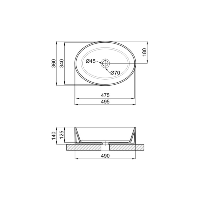 Qtap Раковина-чаша Kolibri 500x360x140 White QT10113054WN
