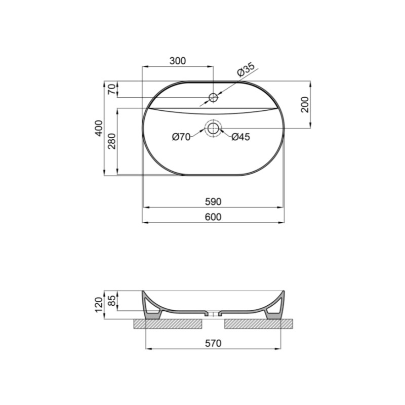 Qtap Раковина Scorpio 610x400x120 White QT14112203WN